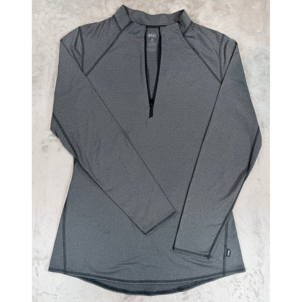 REI Co-op Womens Quarter Zip Pullover Long Sleeve Gray Activewear Top M
